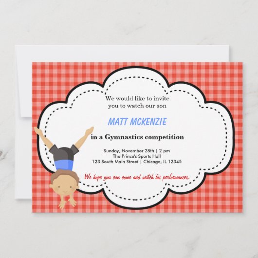 体操少年コンクール（赤） 招待状 (正面)