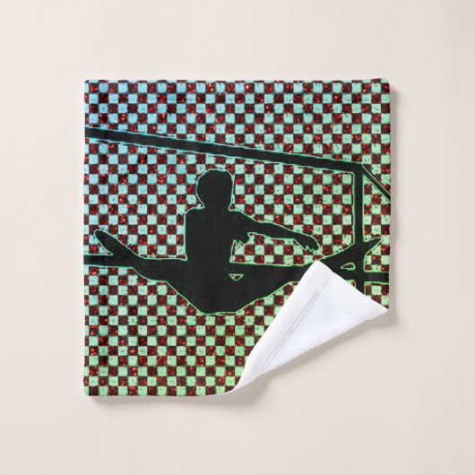 体操市松模様にスパークル洗い布タオル ウォッシュタオル (ウォッシュタオル)