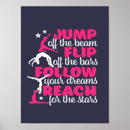 体操引用文ガール体操選手が梁から飛び降りる ポスター