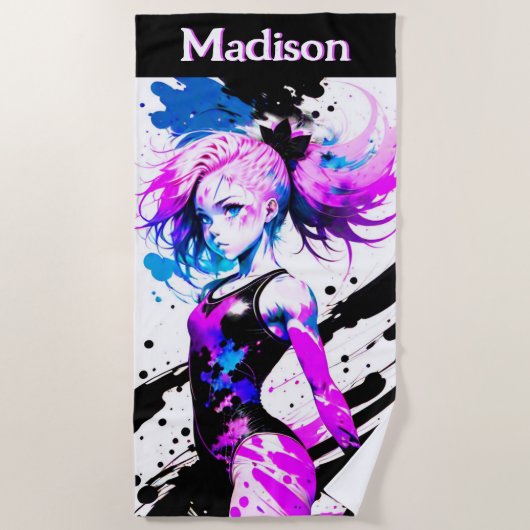 体操抽象芸術の精神カスタム ビーチタオル (正面)