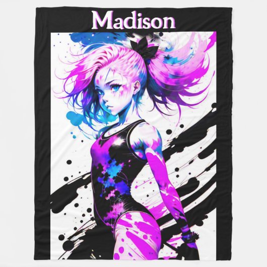 体操抽象芸術の精神カスタム フリースブランケット (正面)