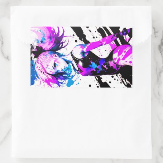 体操抽象芸術精神 長方形シール (バッグ)