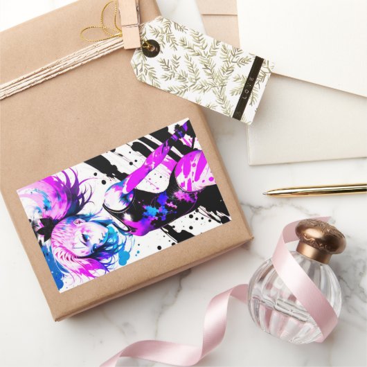 体操抽象芸術精神 長方形シール (ギフト)