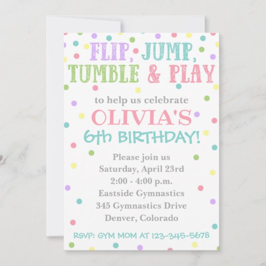 体操招待状 |体操誕生日招待状 招待状 (正面)