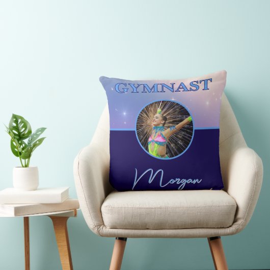 体操深い王室のカスタムの写真と名前 クッション (椅子)