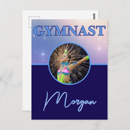 体操深い王室のカスタムの写真と名前 ポストカード (正面/裏面)