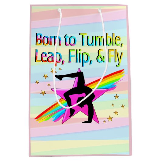 体操生まれ抱き枕を転倒する ミディアムペーパーバッグ (正面)