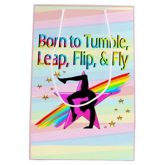 体操生まれ抱き枕を転倒する ミディアムペーパーバッグ (裏面)