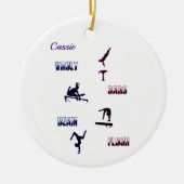 体操用のボールト、バー、梁、床 セラミックオーナメント (正面)