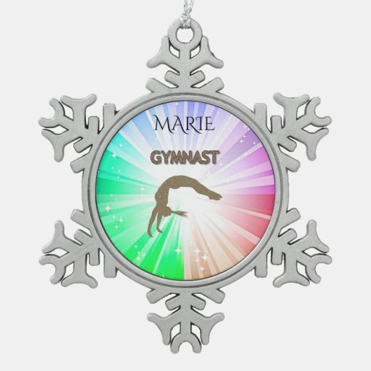 体操用雪片オーナメント。 スノーフレークピューターオーナメント (正面)