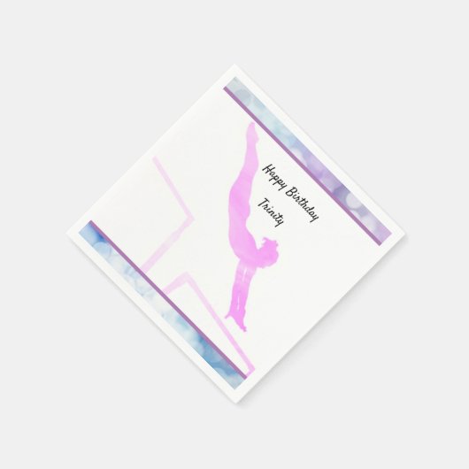 体操誕生日でこぼこバー水色 スタンダードカクテルナプキン (角)