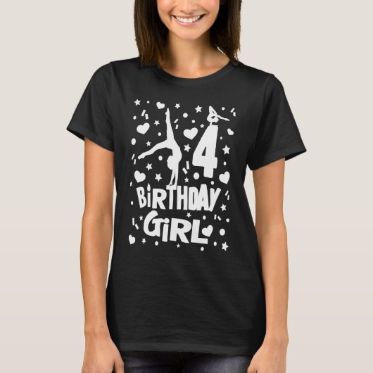 体操誕生日ガール年齢4体操主題付きPa Tシャツ (正面)
