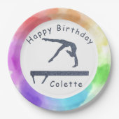 体操誕生日バランスビーム水カラスプラッシュ ペーパープレート (正面)