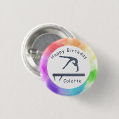 体操誕生日バランスビーム水カラスプラッシュ 缶バッジ (正面&裏面)