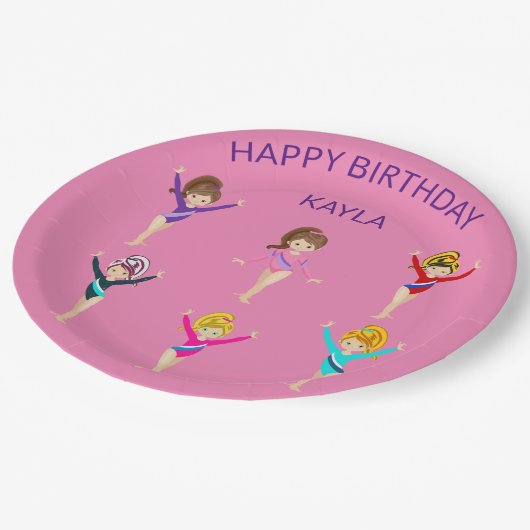 体操誕生日パーソナライズされた紙プレート ペーパープレート (アングル)