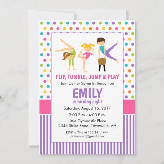 体操誕生日パーティーの招待状 招待状 (正面)