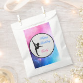 体操誕生日ピンク&ブルーパーティーの好意バッグ フェイバーバッグ (クリップ留めされた状態)