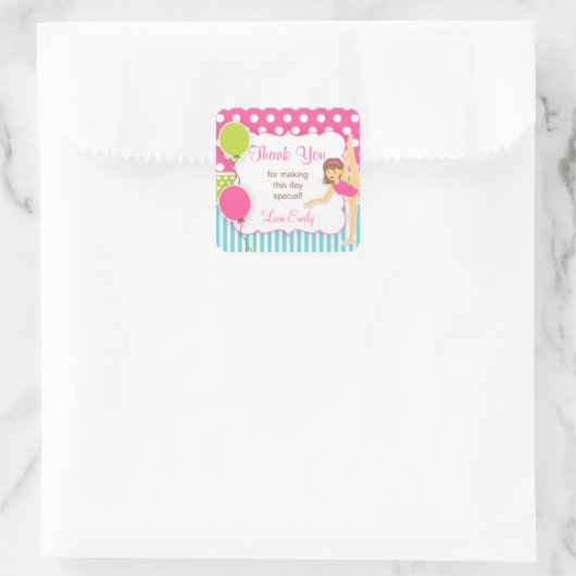 体操誕生日メッセージカード スクエアシール (バッグ)