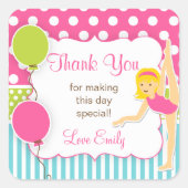 体操誕生日メッセージカード スクエアシール (正面)