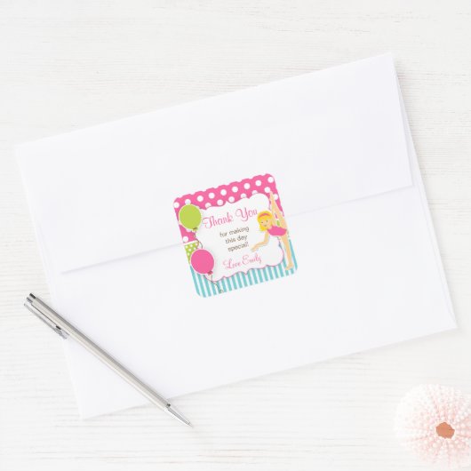 体操誕生日メッセージカード スクエアシール (封筒)