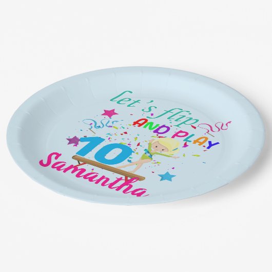 体操誕生日レッツフリップカスタム  ペーパープレート (アングル)