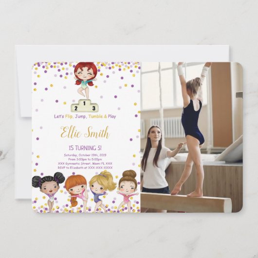 体操誕生日写真招待状 招待状 (正面)