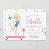 体操誕生日招待状とPinwheels 招待状 (正面/裏面)