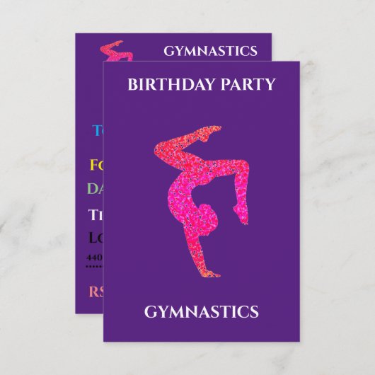 体操誕生日招待状パーソナライズされた。 (正面/裏面)
