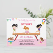 体操誕生日招待状ピンクジムパーティー 招待状 (スタンド正面)