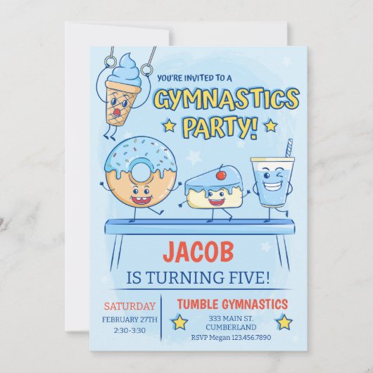 体操誕生日招待状ボーイ 招待状 (正面)