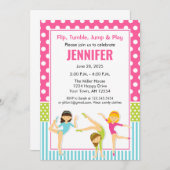 体操誕生日招待状女の子パーティー 招待状 (正面/裏面)