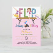 体操誕生日招待状 – ガールピンクグリッター 招待状 (スタンド正面)