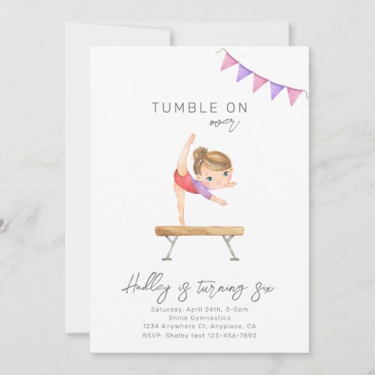 体操誕生日招待状 |体操パーティー 招待状 (正面)