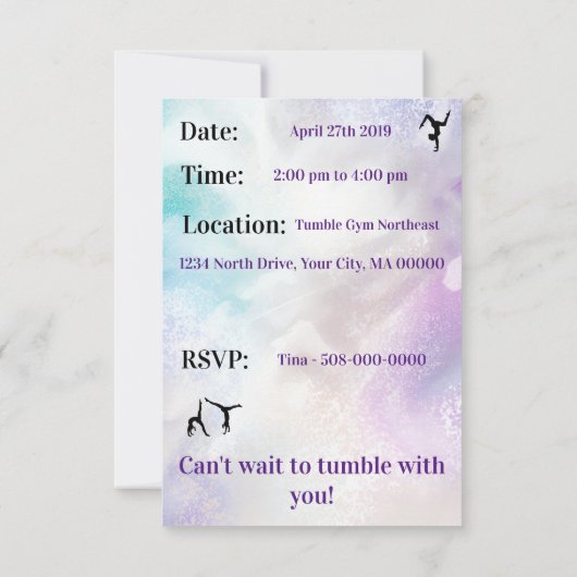 体操誕生日招待状 |体操パーティー 招待状 (裏面)