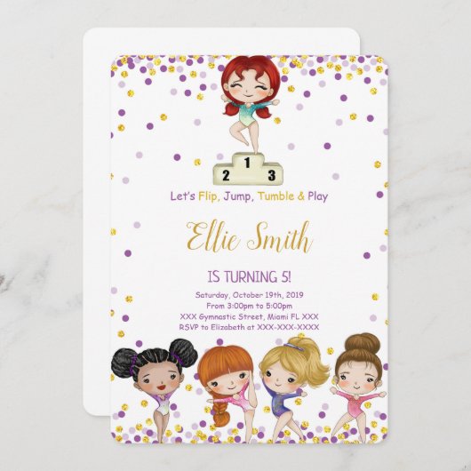 体操誕生日招待状 招待状 (正面/裏面)