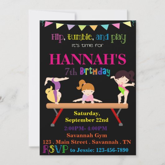 体操誕生日招待状 招待状 (正面)