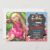 体操赤白青五輪誕生日写真 招待状 (正面)