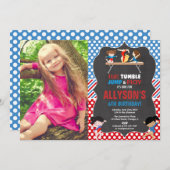 体操赤白青五輪誕生日写真 招待状 (正面/裏面)