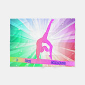 体操選手とビームで「体操が大好き」 フリースブランケット (正面(横))