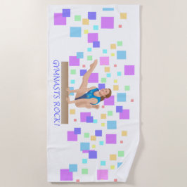 体操選手のロック! バランス梁 ビーチタオル