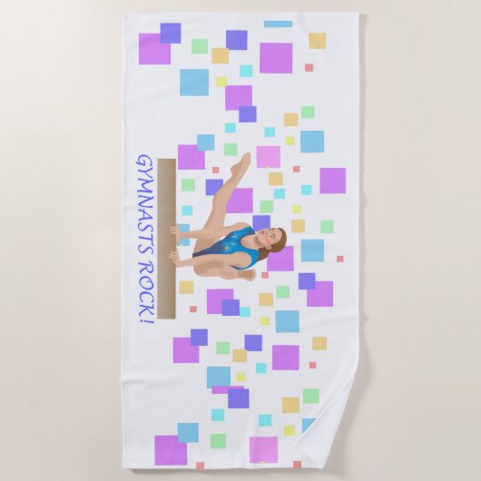 体操選手のロック！ バランス梁 ビーチタオル (正面)