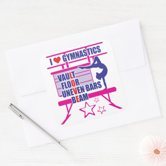 体操選手のIは体操が大好き スクエアシール (封筒)