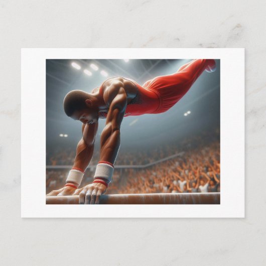 体操選手は平行バーで ポストカード (正面)