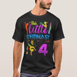 体操選手リトル4誕生日パーティフリップジャンプタンブル Tシャツ
