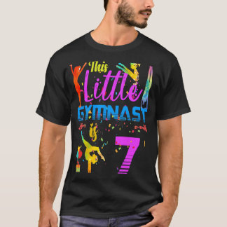 体操選手リトル7誕生日パーティフリップジャンプタンブル Tシャツ
