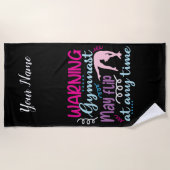 体操選手警告はいつでもフリップする可能性がある ビーチタオル (正面)