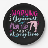 体操選手警告はいつでもフリップする可能性がある ペーパープレート (正面)