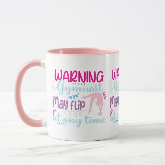 体操選手警告はいつでもフリップする可能性がある マグカップ (左)