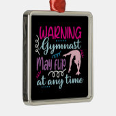 体操選手警告はいつでもフリップする可能性がある メタルオーナメント (右)