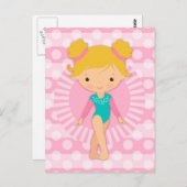 体操選手 – かわいい体操ピンクのアクアブロンド ポストカード (正面/裏面)